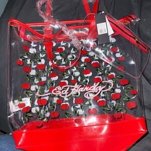 Ed Hardy Cherry Red Transparent Tote